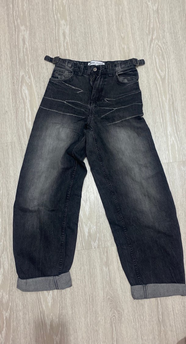 Gri Batik Desenli Salaş wide leg ballon jean Bershka - Görsel 3