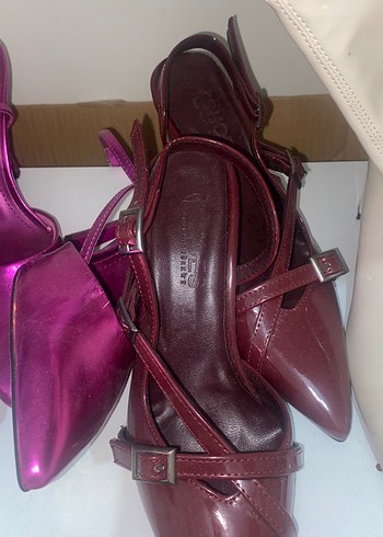 Parlak Mor Yılan Derisi Desenli Topuklu Kadın Ayakkabı - Görsel 9