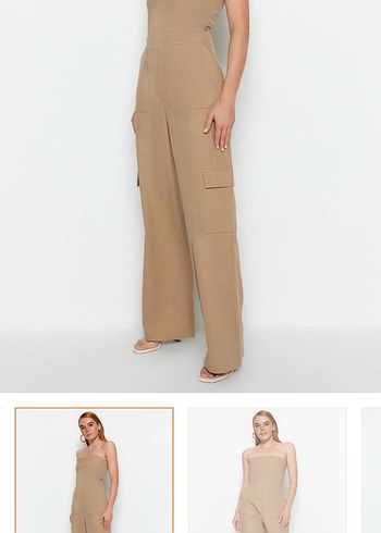 Bej Kadın Uzun Tulum Straplez - Görsel 2