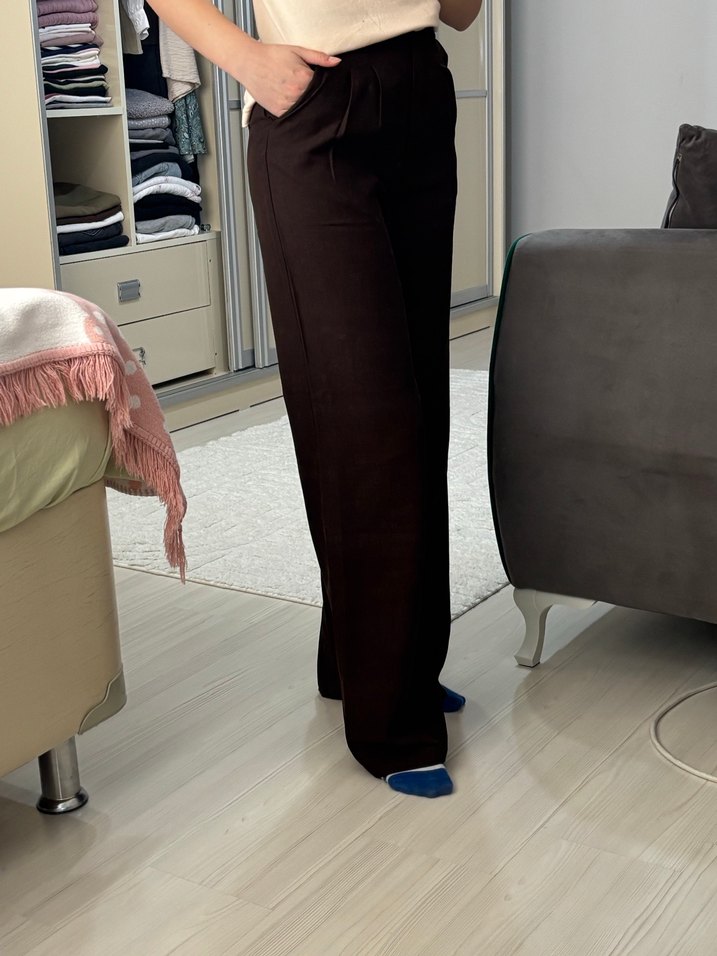 Kadın Kahverengi Kumaş Pantolon - Görsel 3