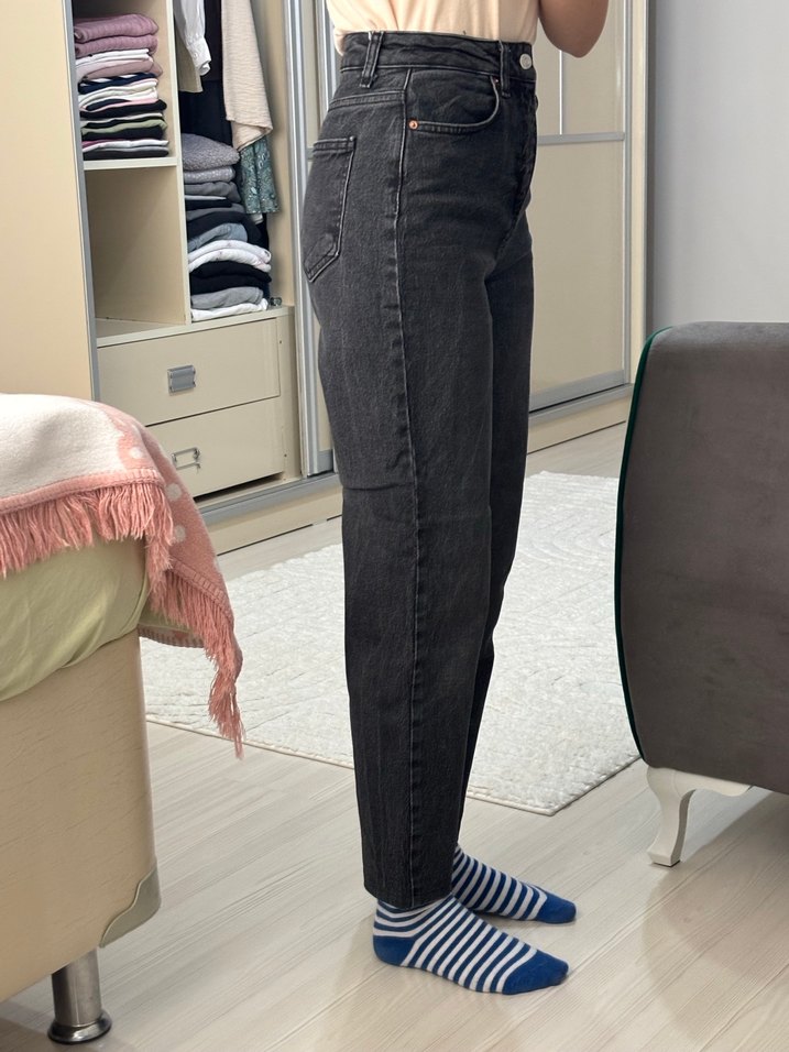 Gri Midi Kadın Kot Pantolon - Görsel 3