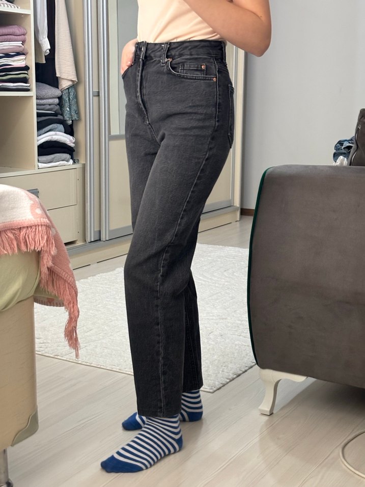 Gri Midi Kadın Kot Pantolon - Görsel 2