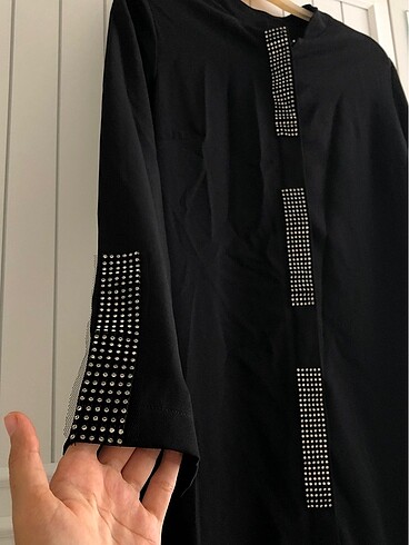 Ferace siyah taşlı - Görsel 2