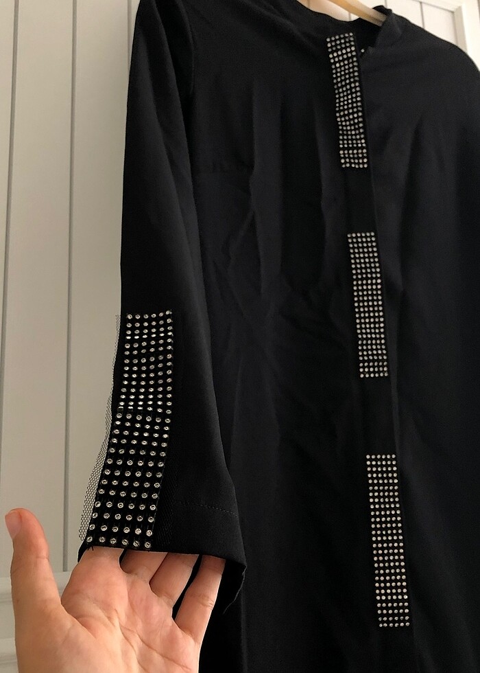 Ferace siyah taşlı - Görsel 2