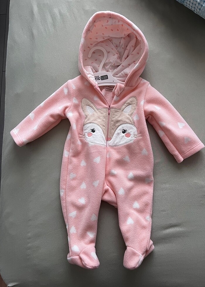 Kapüşonlu kız bebek tulum - Görsel 2