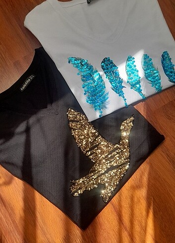 s Beden siyah Renk Siyah Pullu T shirt