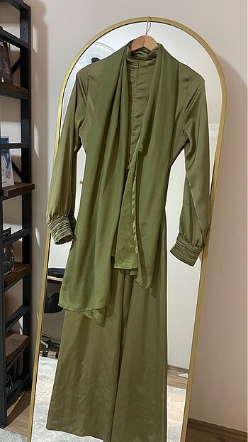 s Beden haki Renk Trendyol modest elbise ve şal