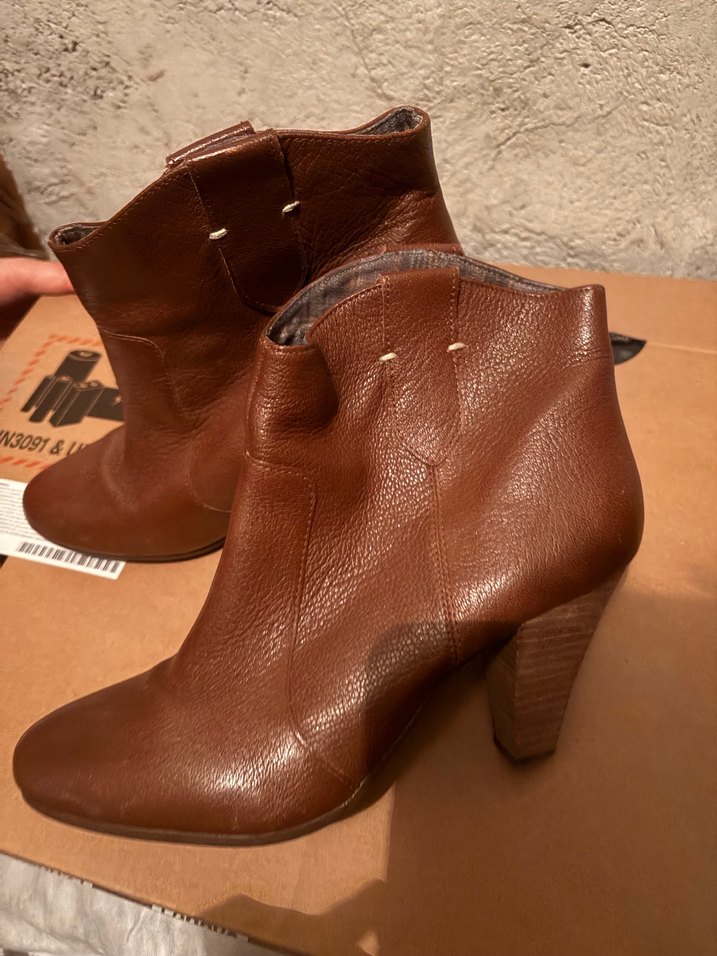 Kahverengi Deri Kadın Dolgu Topuk Bot - Görsel 3