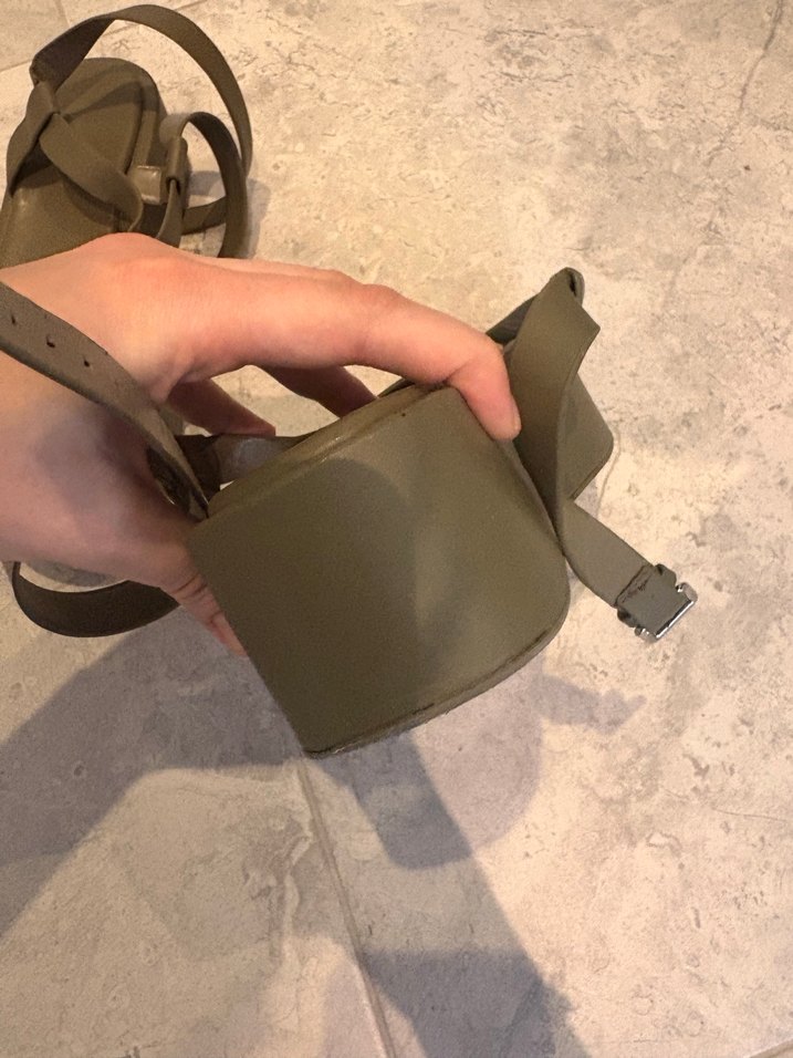 Bej Gri Kadın Dolgu Topuklu Sandalet - Görsel 5