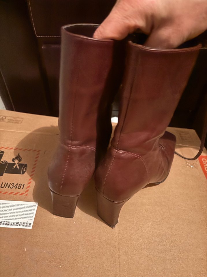 Kahverengi Deri Stiletto Topuklu Kadın Bot - Görsel 4