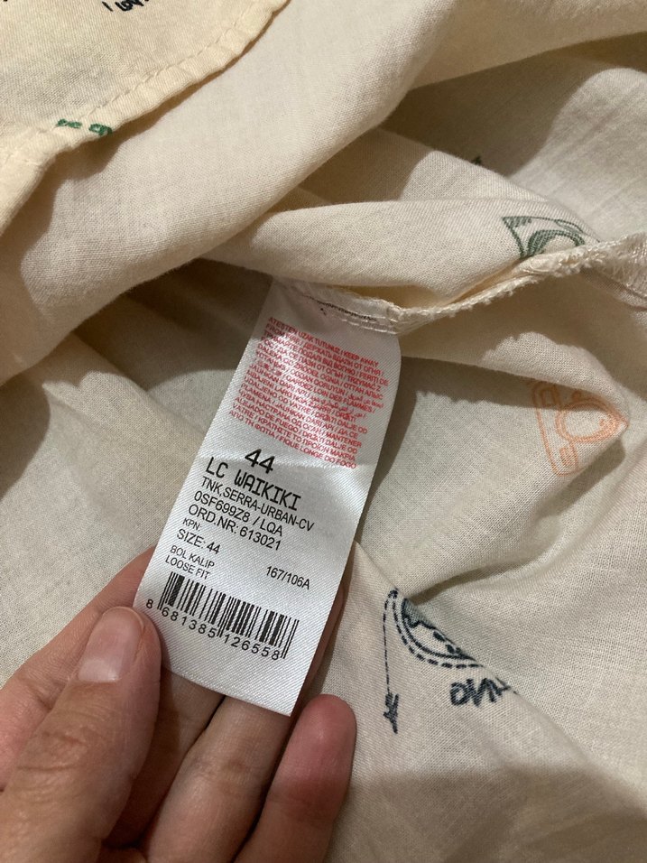 Bej Düğmeli Uzun Kollu Baskılı Kadın Gömlek - Görsel 2