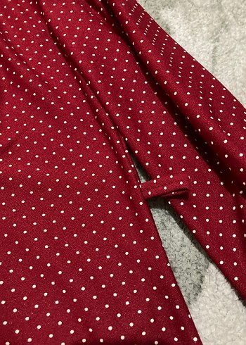Uzun Kollu Bordo Puantiyeli tunik elbise - Görsel 5