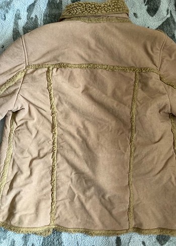 Kürklü Süet Bej Kadın Ceket kaban - Görsel 4