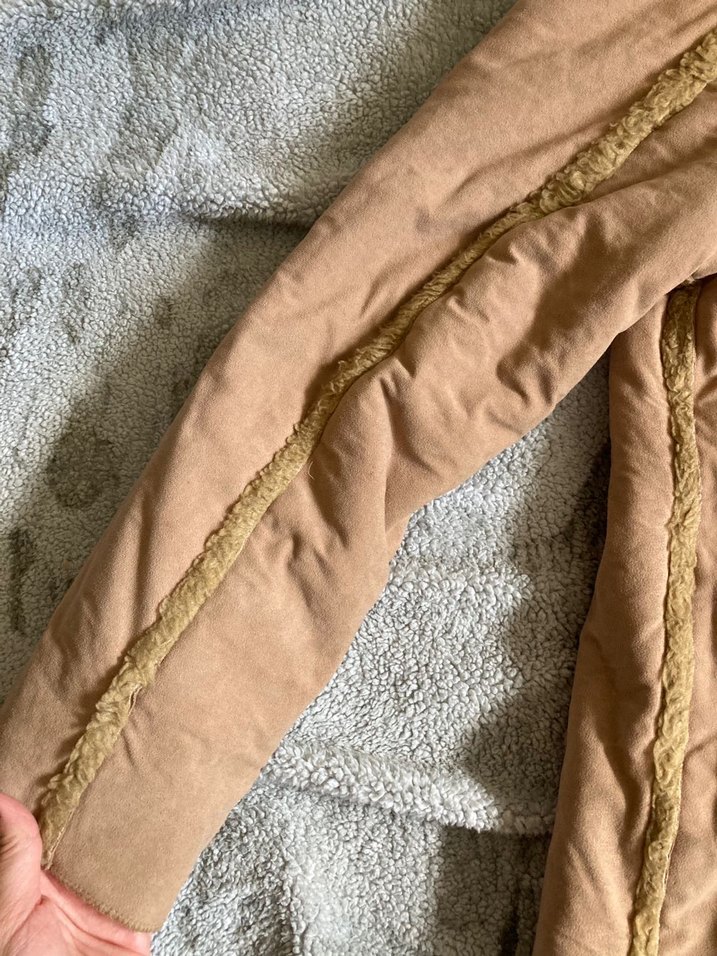 Kürklü Süet Bej Kadın Ceket kaban - Görsel 5