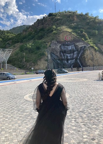 Uzun Siyah Tül Abiye - Görsel 4