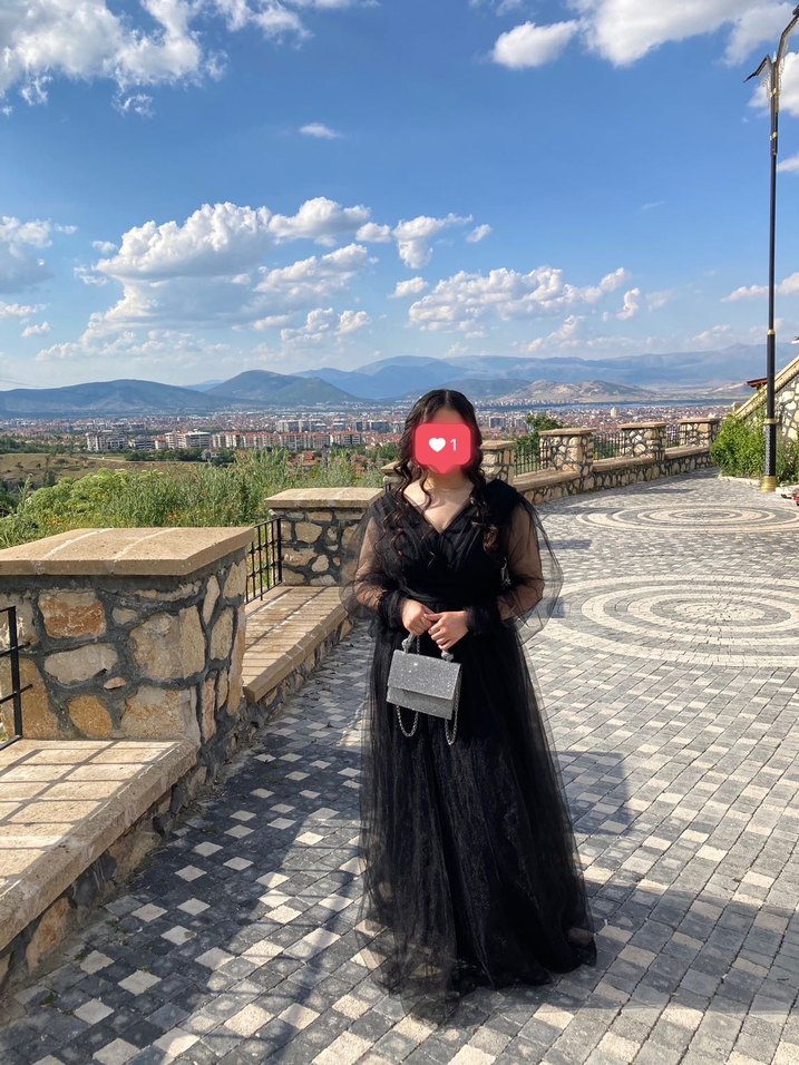 Uzun Siyah Tül Abiye - Görsel 3