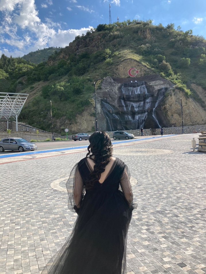 Uzun Siyah Tül Abiye - Görsel 4