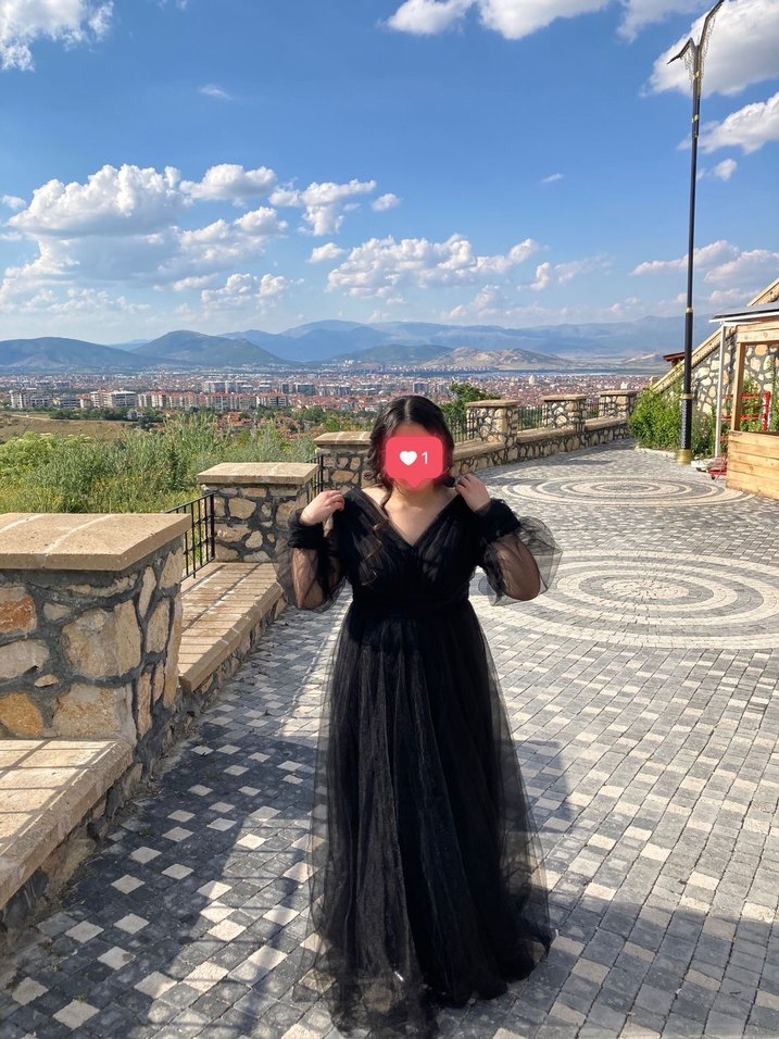 Uzun Siyah Tül Abiye - Görsel 2