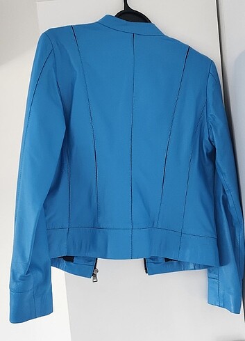 Mavi derimod deri ceket  - Görsel 5