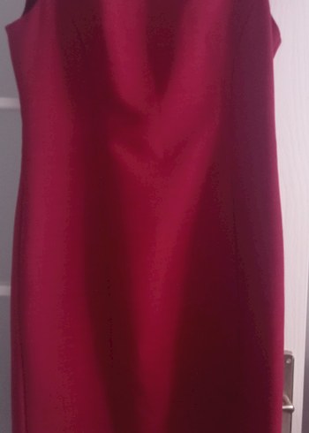 Bordo Midi Drapeli V Yaka Elbise