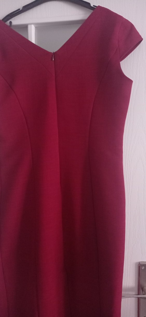 Bordo Midi Drapeli V Yaka Elbise - Görsel 4