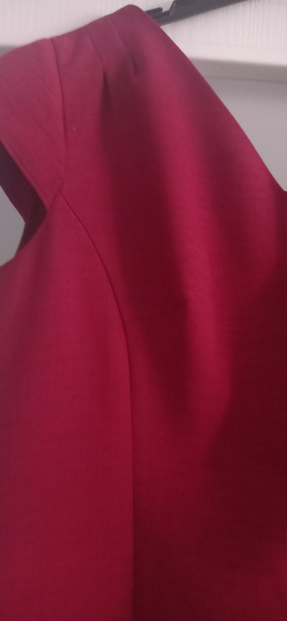 Bordo Midi Drapeli V Yaka Elbise - Görsel 2