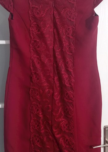 xl Beden Bordo V Yakalı Uzun Abiye Elbise
