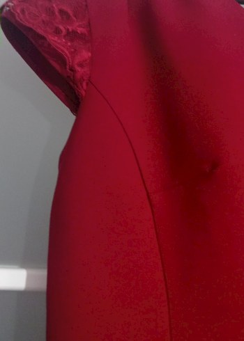 Bordo V Yakalı Uzun Abiye Elbise - Görsel 6