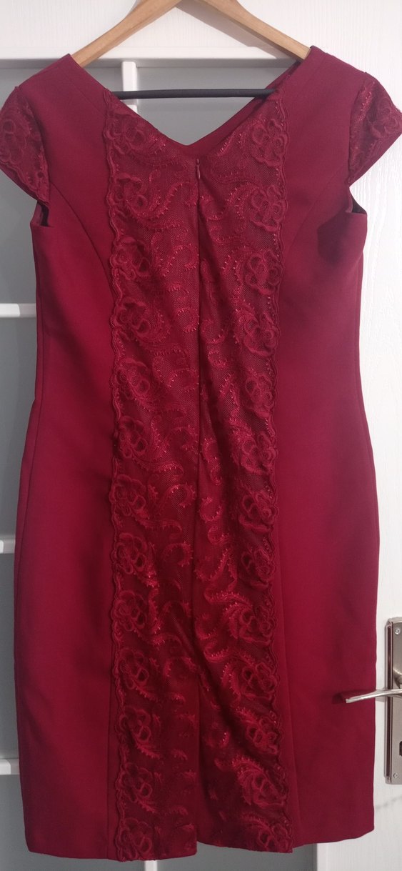 Bordo V Yakalı Uzun Abiye Elbise - Görsel 3