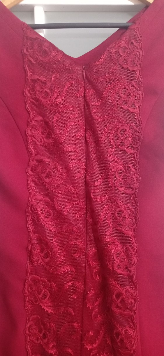 Bordo V Yakalı Uzun Abiye Elbise - Görsel 4