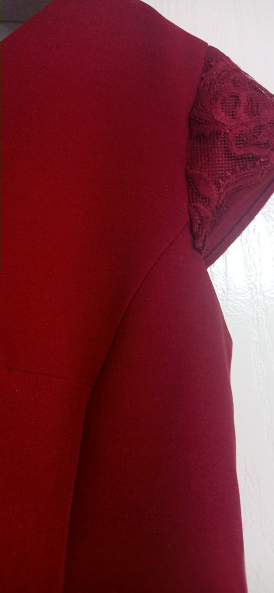 Bordo V Yakalı Uzun Abiye Elbise - Görsel 5