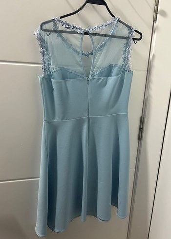 Mavi Drapeli Midi Abiye Elbise - Görsel 3