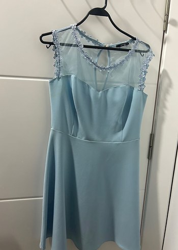 Mavi Drapeli Midi Abiye Elbise - Görsel 2