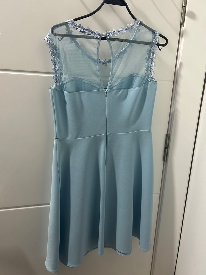 Mavi Drapeli Midi Abiye Elbise - Görsel 3