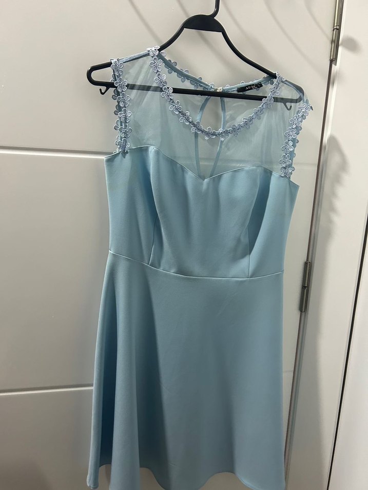 Mavi Drapeli Midi Abiye Elbise - Görsel 2