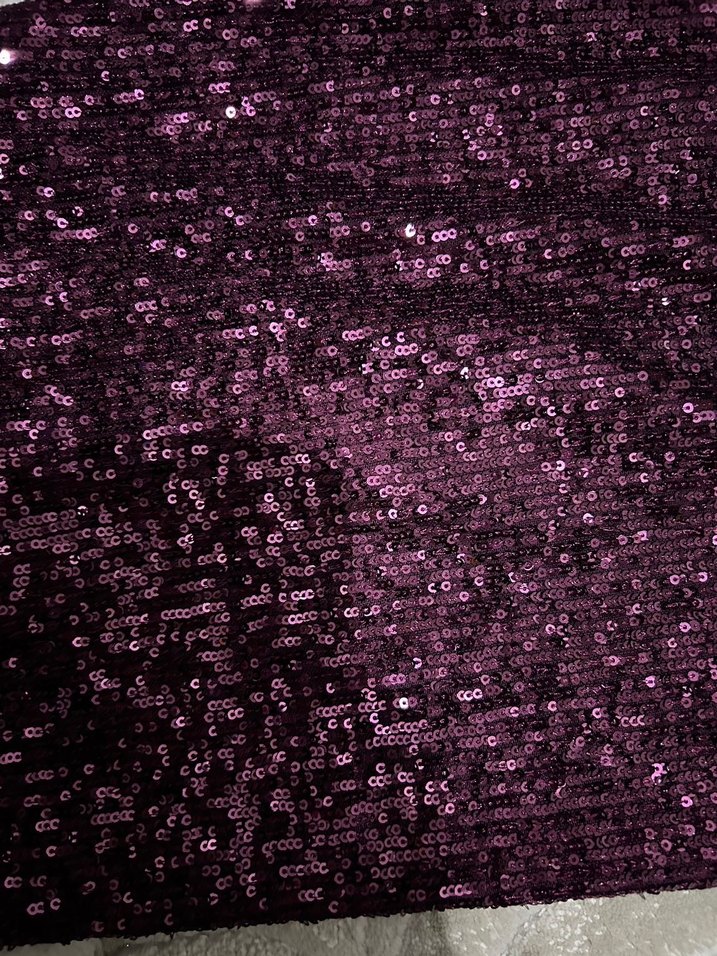 Mor V Yaka Parlak Uzun Abiye Elbise - Görsel 2