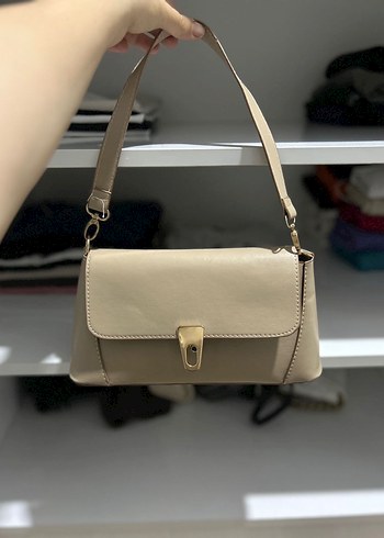 Bej Deri Kadın Omuz Çantası - Görsel 4