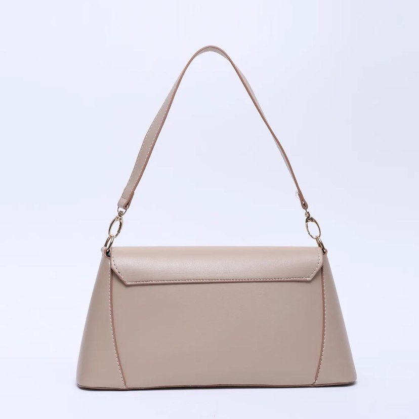 Bej Deri Kadın Omuz Çantası - Görsel 3