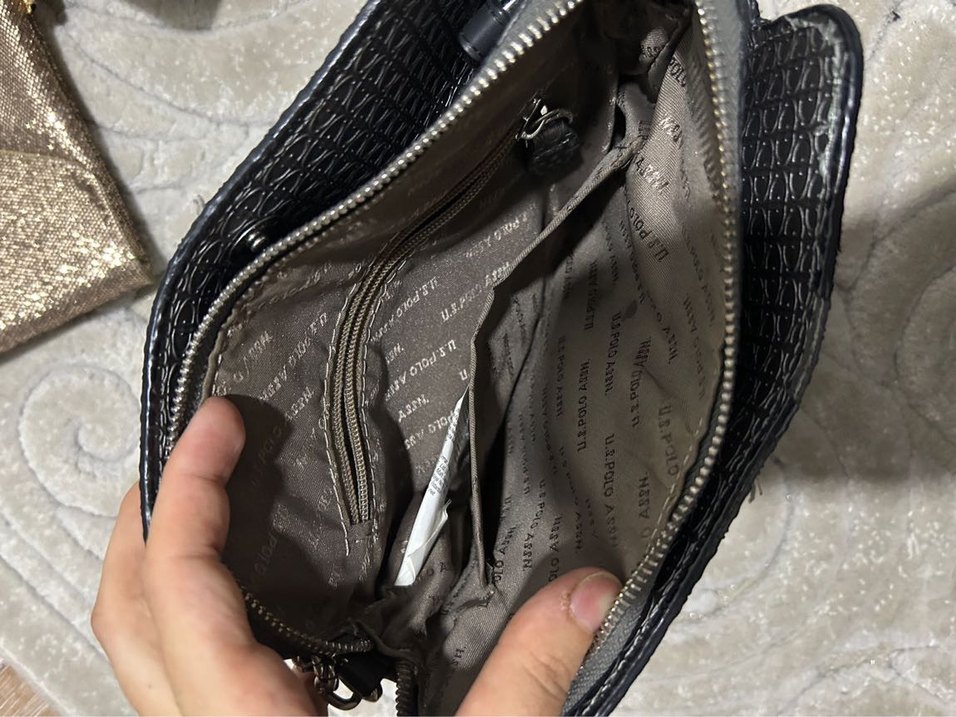 Gri Deri Yılan Desenli Zincir Detaylı Çapraz Çanta - Görsel 3