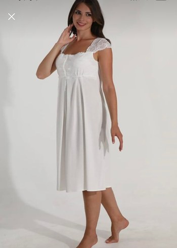 Beyaz Hamile ve Emzirme Gecelik - Görsel 4