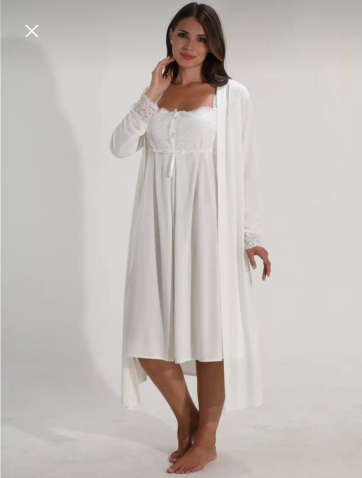 Beyaz Hamile ve Emzirme Gecelik - Görsel 3