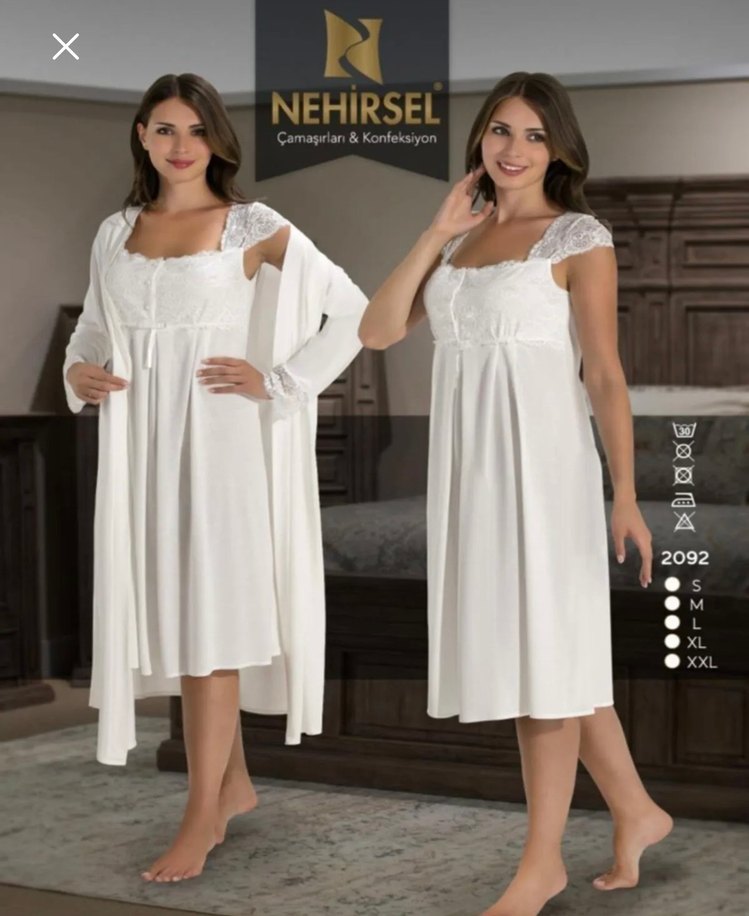 Beyaz Hamile ve Emzirme Gecelik - Görsel 2