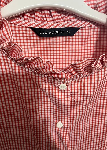 Uzun Kollu, Kareli Kırmızı Kadın Gömlek - Görsel 3