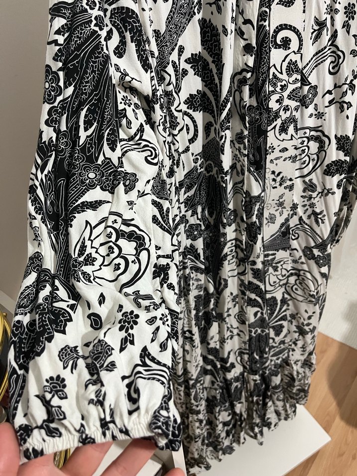 Bohem Gri Desenli Uzun Elbise - Görsel 2