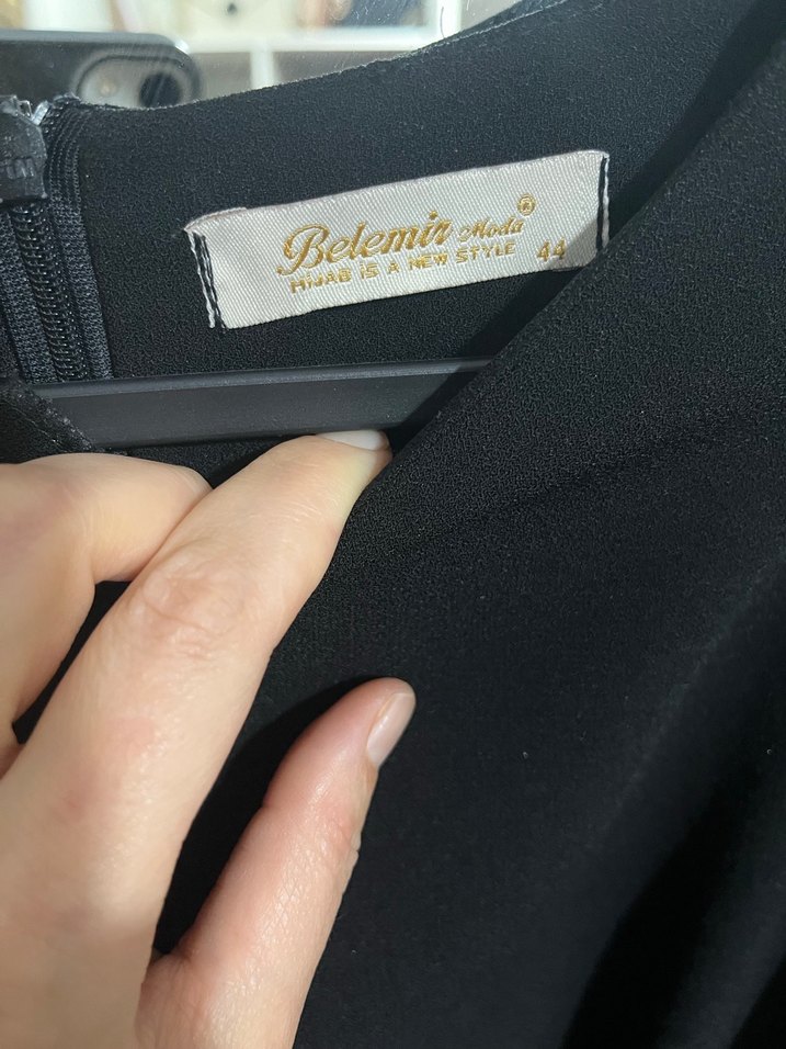 Uzun Kollu Siyah Pilili Uzun Elbise - Görsel 4