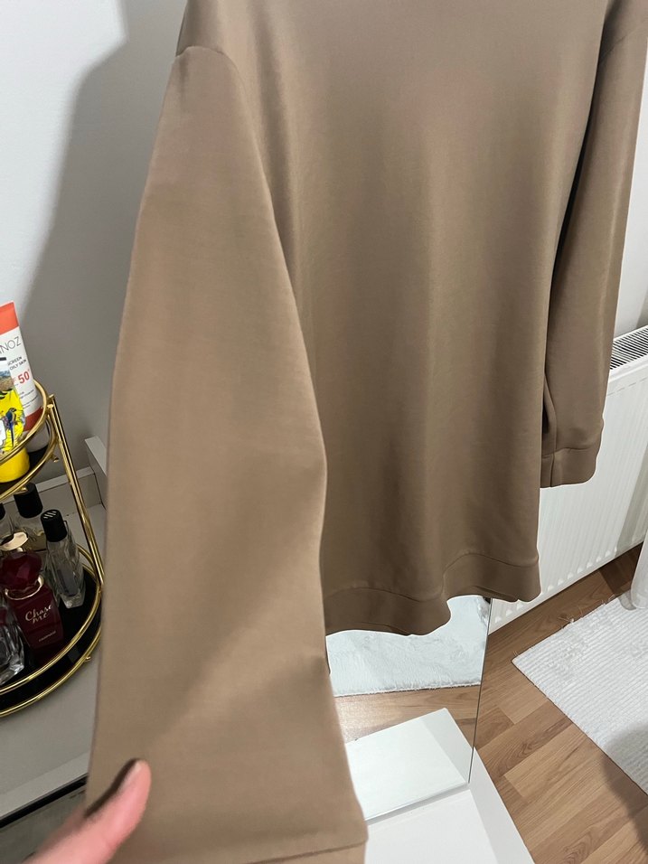 Bej Kadın Midi Sweatshirt - Görsel 2