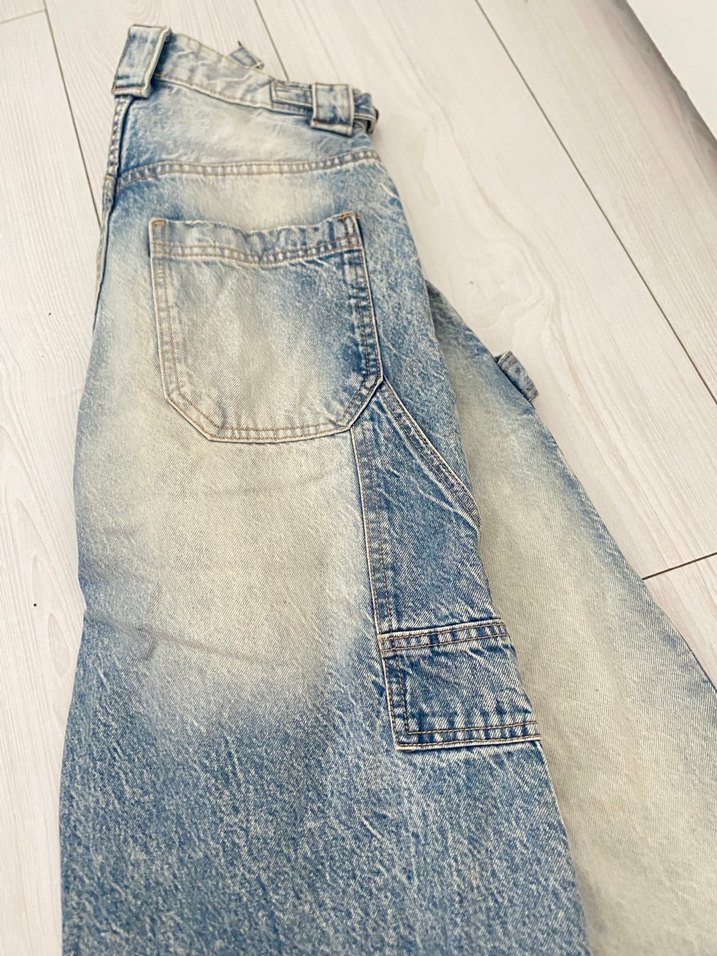 Bershka Düğmeli Mavi Sokak Stili Kadın Jean - Görsel 3