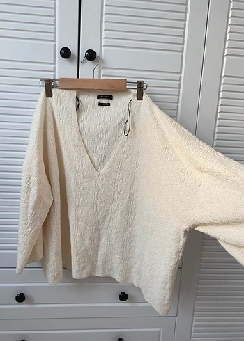 Bej Örgü Midi Keten Uzun Etek - Görsel 4