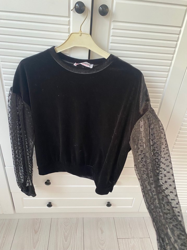 Dantel Kollu Siyah Mini Goth Bluz - Görsel 2