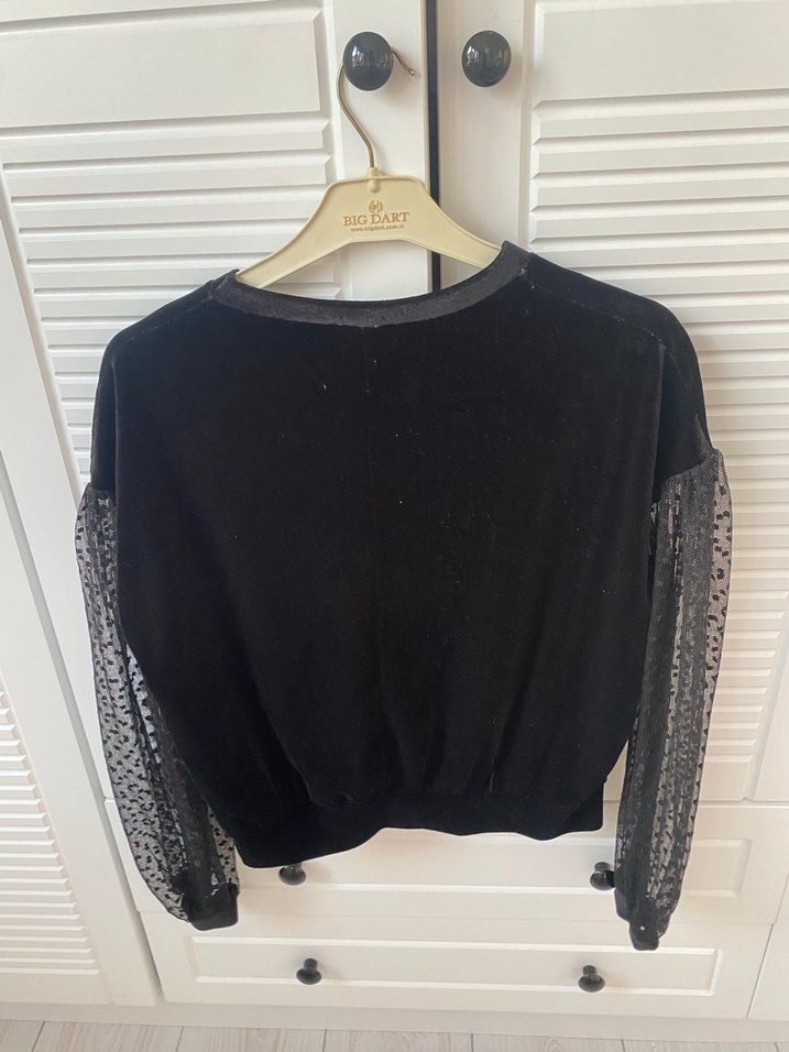 Dantel Kollu Siyah Mini Goth Bluz - Görsel 3